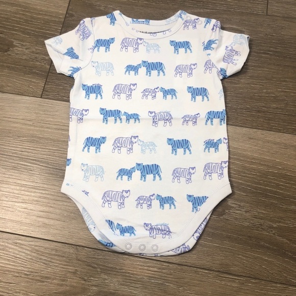 Janie And Jack  Blue Tiger Print Bodysuit Baby Boys Size 3-6 Months NWT - Picture 2 of 5